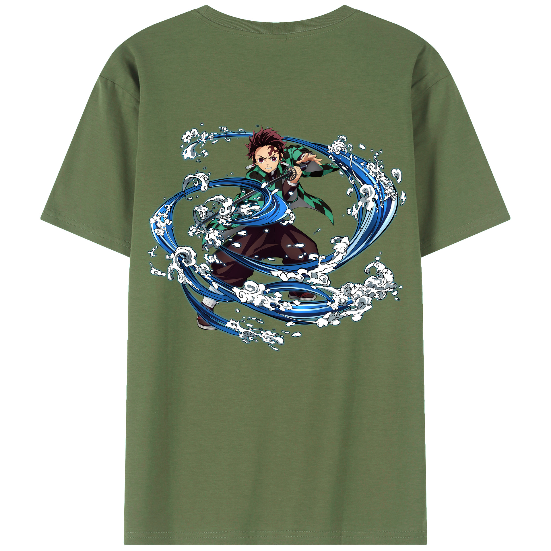 （画像用） 鬼滅の刃 竈門 炭治郎／かまど たんじろう Kamado Tanjirou 綿100％ メンズ半袖Tシャツ（バックプリント） 通気性